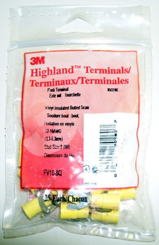 25 pcs 3m fv10-8q fork terminal yellow 12-10 awg for sale