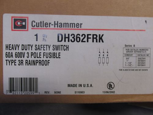 Cutler-hammer dh362frk safety switch 3 pole 60 amp 600v fusible rainproof new!!! for sale