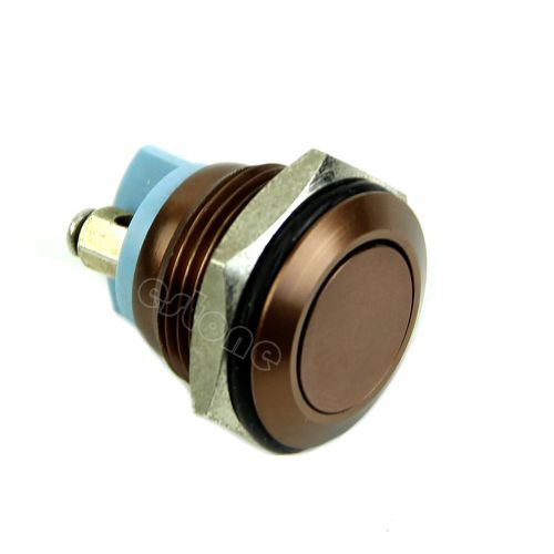 Brown Start Horn Button Momentary Push Button Switch Stainless Steel Metal 16mm