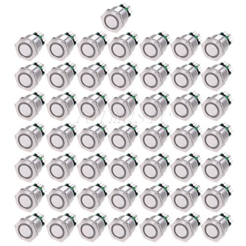 50pcs 25mm 12V *RED* Led Stainless Switch 6 Pins latching Push Button