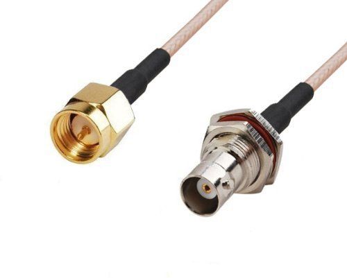 NEW RF coaxial coax cable assembly SMA male to BNC female bulkhead 6&#039;&#039;