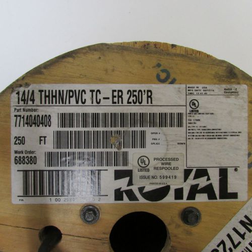 New CCI Royal 14/4 Thin/PVC TC-ER Wire Red,Black,Blue,Orange 250&#039;