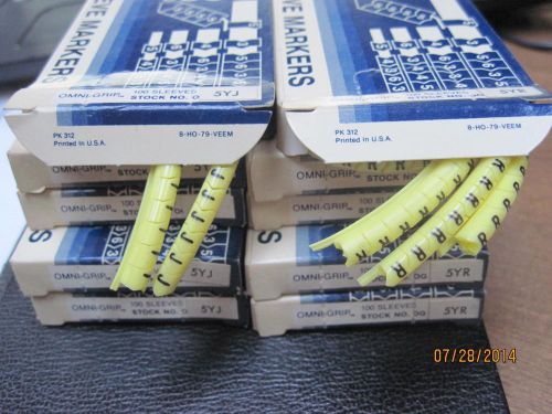 1000 BRADY YELLOW OMNI GRIP SLEEVES WIRE MARKER 5YR-&amp; 5YJ NEW BOXES  100 EACH