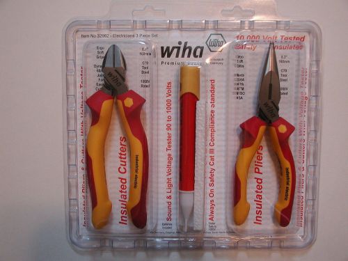 Wiha voltage tester, insulated pliers &amp; cutters pack 32982 for sale