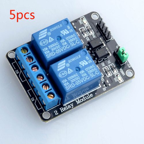 5pcs  5v two 2 channel relay module with optocoupler for pic avr dsp arm arduino for sale