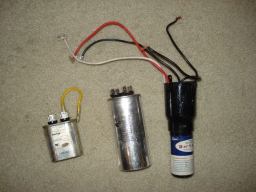 Various ac capacitors relay overload start capacitor combo, 5uf 370 volt, 45/5 for sale