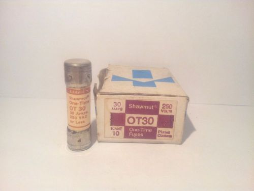 Gould Shawmut OT30 Fuse One Time 30 Amps 250 Volts Plated NOS 10 Count
