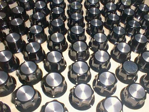 LOT OF 10 PCS  BLACK INSTRUMENT KNOBS 1/4&#034; SPUN ALUMINUM  INSERT