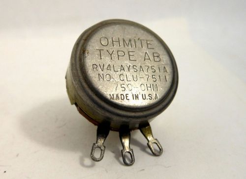 Ohmite 750 ohm type ab 2w sealed pot potentiometer linear nos usa for sale