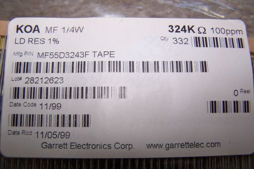 332 ps 324K ohm Through Hole Resistor Metal Film 1% 1/4W MF55D3243F New 1/4W 100