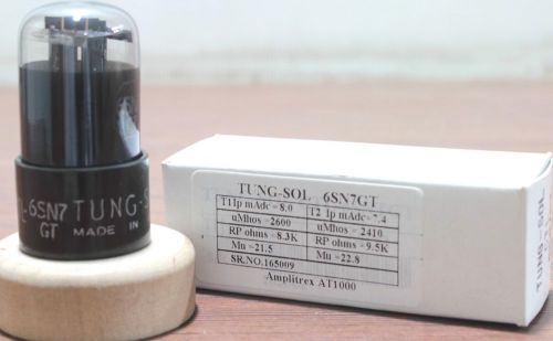 1XTUNG-SOL ROUND PLATE BLACK GLASS CTL 6SN7GT VT231 Amplitrex Tested #165009