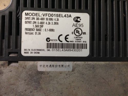 Used Delta converter VFD015EL43A 1.5KW 380V tested