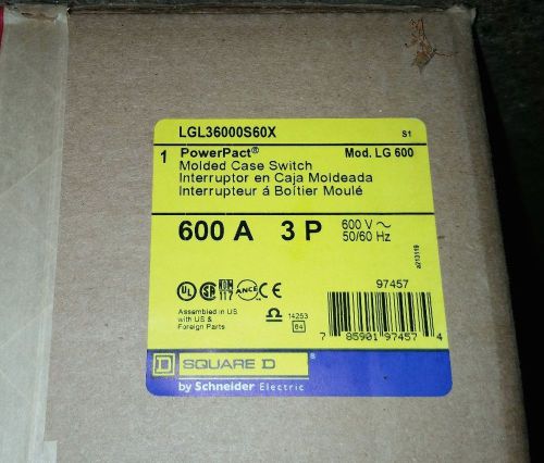 Square d lgl36000s60x automatic molded case switch 600v 600a new for sale