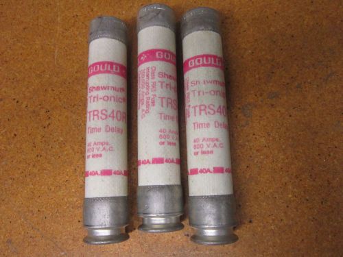 Gould shawmut tri-onic trs40r time delay fuse 40a 600vac (lot of 3) for sale