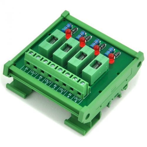 4 Channel Fuse Interface Module, for DC 5~48V, Din Rail Mount, w/ Fail Indicator