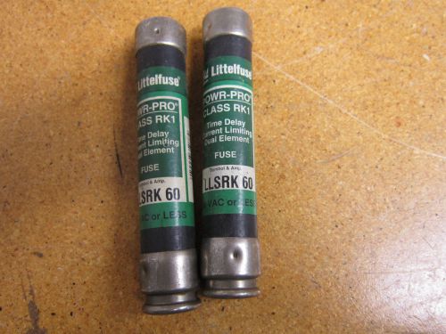Littelfuse llsrk 60 fuse 60amp 600vac or less power-pro class rk1 (lot of 2) for sale