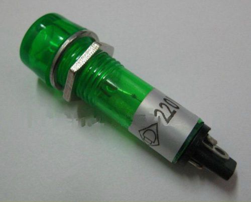 10 x Signal Lamp 7mm Mounting Hole Round XD7-1 Indicator Light 2 Pins Green 220V