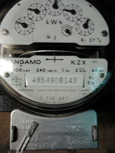 New Sangamo K2X Analog Read-out I-60A 100A 240V 3.6KH Rr 27 7/9  Wattmete,warran