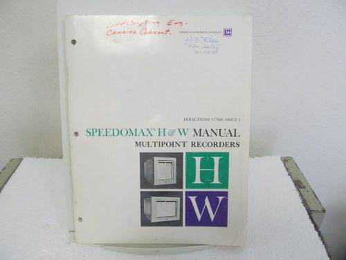 Leeds &amp; Northrup Speedomax H &amp; W Multipoint Recorders Instructions Manual