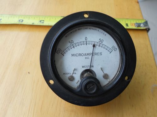 Weston model 506 round panel dc microamper -100-+100 gage for sale