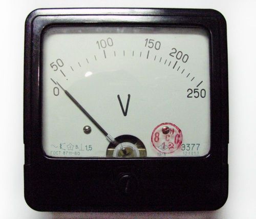 Vintage russian soviet ussr e377 0-250 v analog voltmeter bakelite shell 1978 for sale