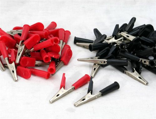 44 pc Red &amp; Black Insulated 2 1/2&#034; Alligator Clips / Test Clips - New