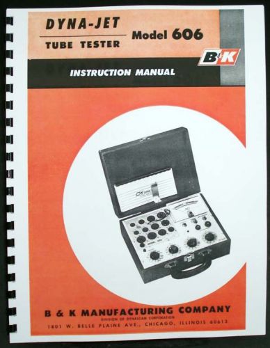 B&amp;k dyna-jet 606 tube tester manual with tube data for sale