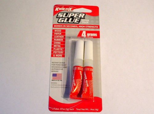 SUPER GLUE ~ 2 Tube Pack 4g Kwik-Fix.  Buy one pack, get one pack FREE!