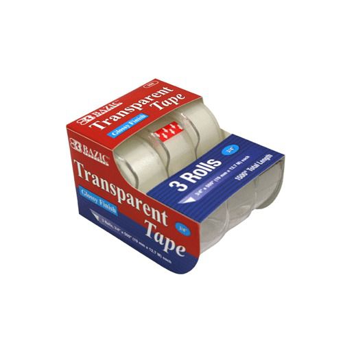 Bazic 3/4&#034; x 500&#034; transparent tape (3/pack), case of 24 for sale