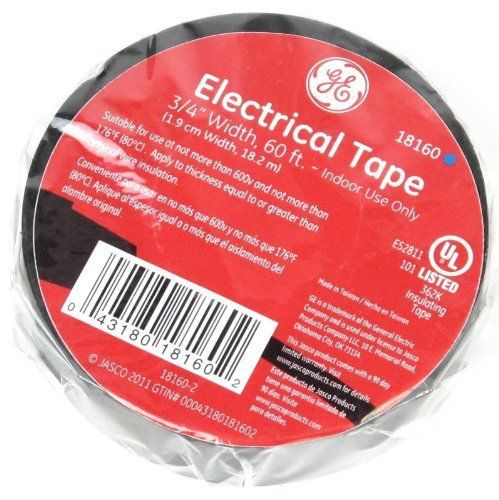 Ge 18160 Black Pvc Electrical Tape .75&#034; X 60ft