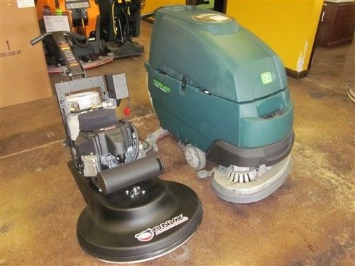 Tennant nobles ss-5 28&#034; automatic floor scrubber &amp; new onyx 27&#034; buffer combo for sale