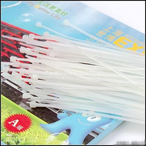 50pcs 15cm White Fixed Lock Binding Wire Rope Extended Nylon Zip Cable Tie Belt