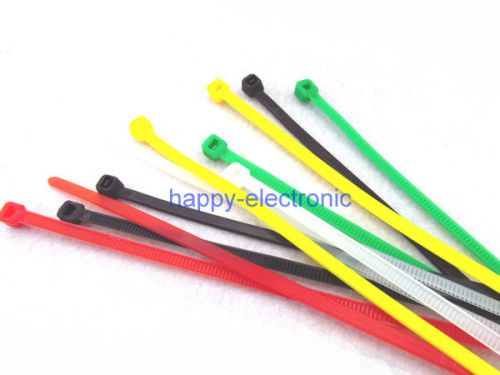 5 color 250pcs 8&#034; white red green yellow black cable ties 200mmx 3.6mm zip tie for sale