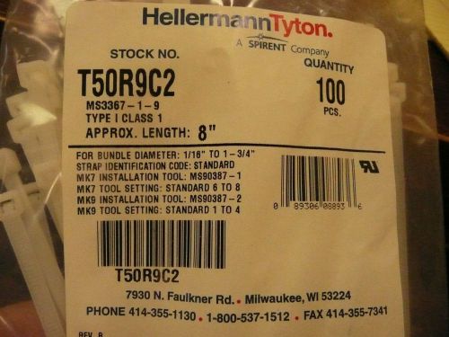 Hellermann Tyton MS3367-1-9   8&#034;zip tie   Natural   100 per pack   T50R9C2