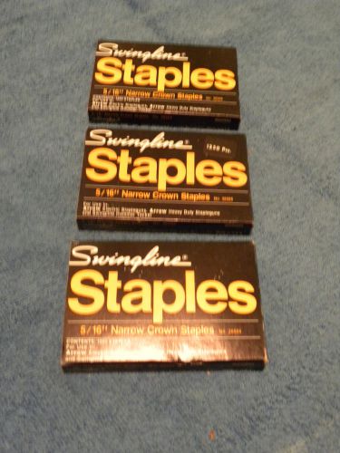 NOS - Lot of 3 Boxes (3,750 pcs) - Swingline 5/16&#034; Narrow Crown Staples, #36505!