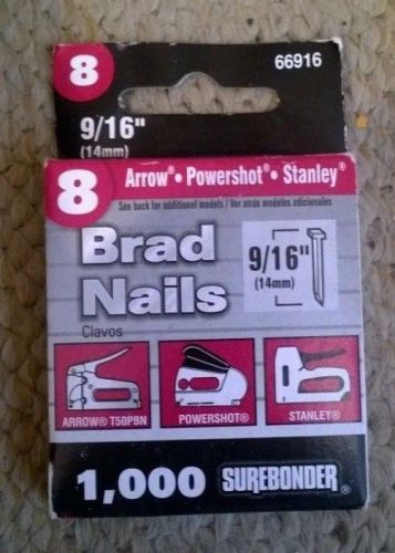 Surebonder Brad Nails 9/16&#034; (14mm)  1000 Ct Pack  #8  Arrow, Powershot, Stanley