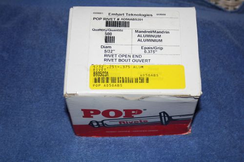 5/32&#034; ALUMINUM POP RIVETS   .375 GRIP  BOX of 500  made by EMHART TEKNOLOGIES