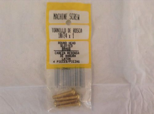 Machine screws round head slotted brass 10/24 x 1&#034; pack of 4. for sale