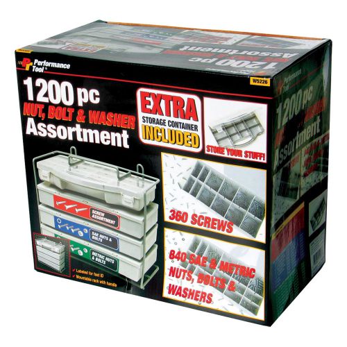 Nut and Bolt Assortment 1,200-Piece Storage Container Included Tool Box Value