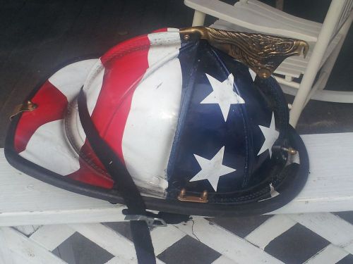 Custom painted leather fire helmet for sale