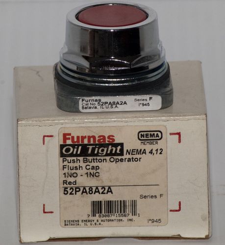 Furnas 52PA8A2A Red 1NO-1NC Flush Oil Tight Push Button Operator