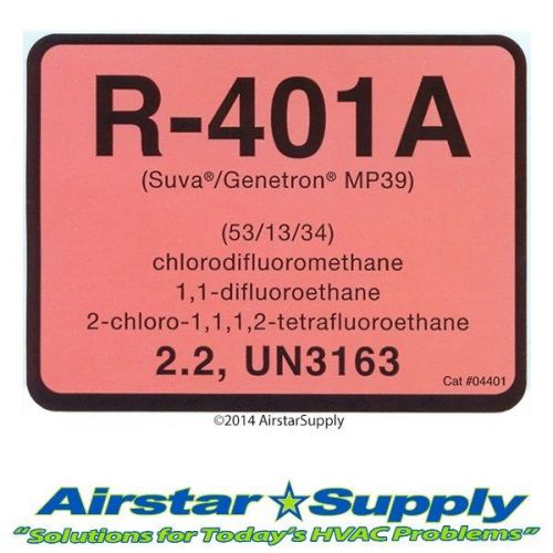 Genetron® mp39 •  refrigerant identification label  •  pack of (10) labels for sale