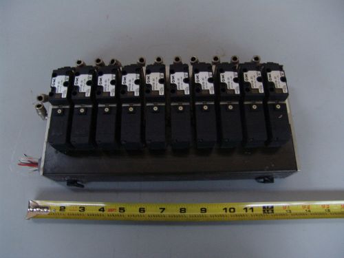 10 channel solenoid valve smc manifold bank nvfs2100-3fz pneumatic hydraulic ? for sale