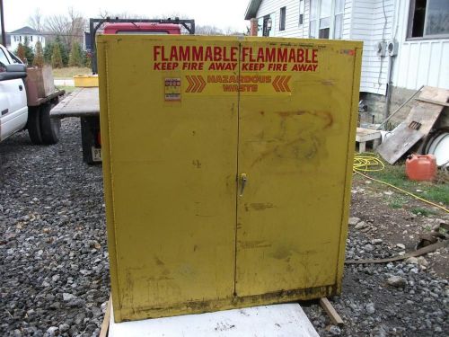 FLAMMABLE SAFETY CABINET 110 GALLON HOLDS 2 55 GALLON DRUMS + SHELF