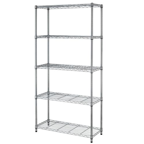 5 Shelf Home-Style Chrome Steel Wire Shelving 36 by 14 by 72-Inch Storage Rack 5