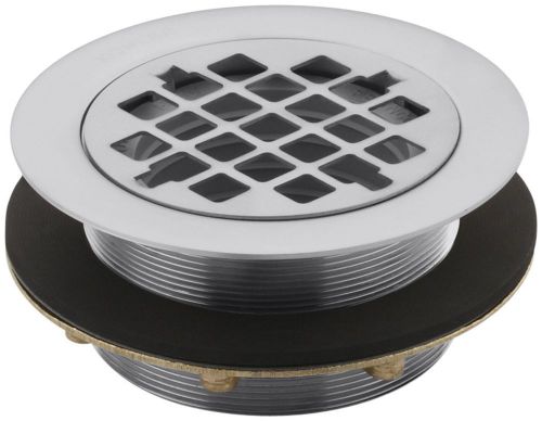 Kh k-9132-g round shower drain for use with plastic pipe brushed chrome for sale