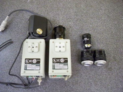 Lot (2) Javelin CCD CCTV Color Camera JE4142A extra lenses Rainbow Burle Comptar
