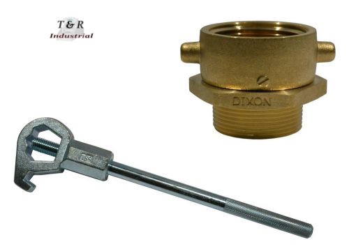 Brass swivel adapter combo 2-1/2&#034; nst(f) x 2-1/2&#034; nst(m) w/hd hydrant wrench for sale