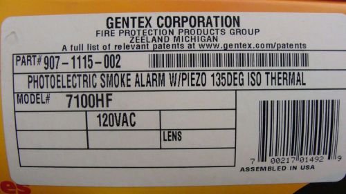 Gentex white 7100hf photoelectric smoke alarm detector w/ piezo 135 deg. 120v for sale