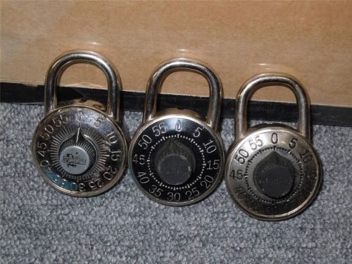 Lot of 3 Dudley Combination Locker Locks (Locked Without Combos) Easy to open